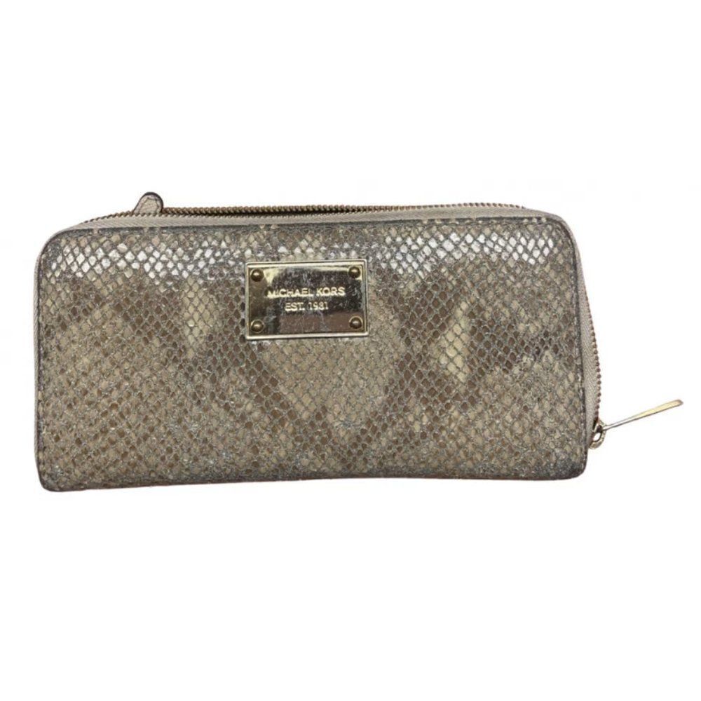 Michael Michael Kors Women's Brown Animal Pattern Python Wallet - Picture 3 of 7